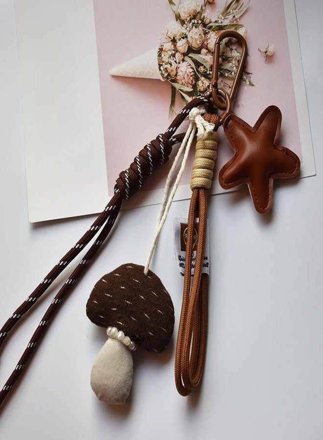 TYATVS Cute Mushroom Keychain Y2k Bag Charm Star Vegan Leather Backpack Keychains Downtown Girl Aesthetic Accessories (mushroom-1) - Image 2